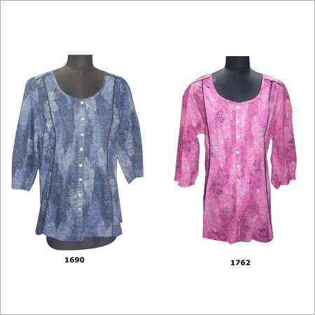 Cotton Cambric Butterfly-Print Ladies Tunic
