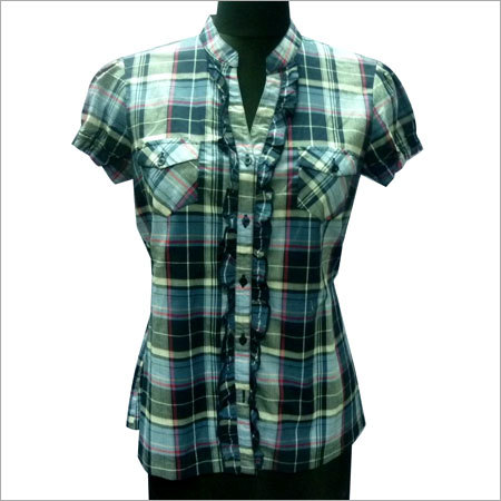 Cotton Yarn-Dyed Check Ladies Blouse