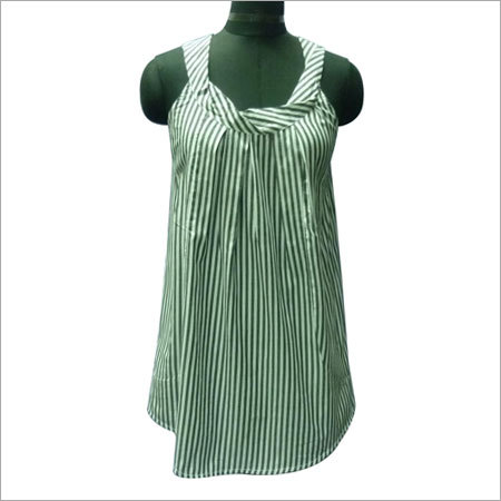 Cotton Yarn-Dyed Stripe Sleveless Ladies Blouse