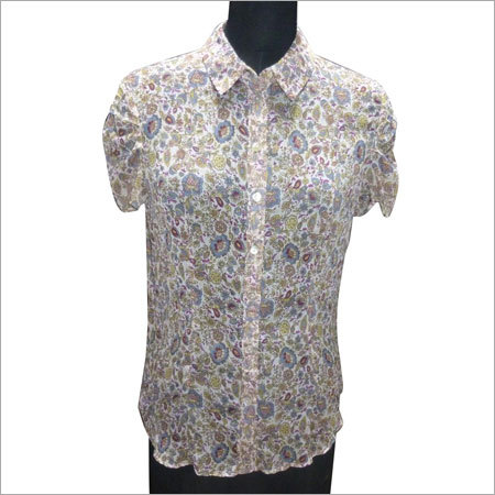 Polyester Chiffon Printed Ladies Shirt