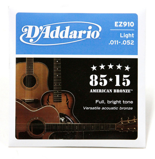 D'Addario, Acoustic Guitar Strings, 85/15 Bronze .011-.052 - Set EZ910