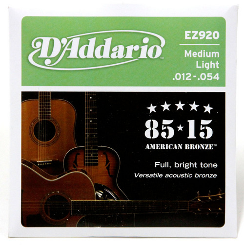 D'Addario, Acoustic Guitar Strings, 85/15 Bronze .012-.054 - Set EZ920