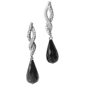 Ag Real Diamond With Black Stone Fashion Earring # AGSE0098
