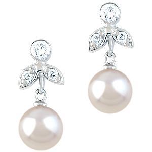 Ag Real Diamond Six Stone With Pearl Fashion Earring # AGSE0102