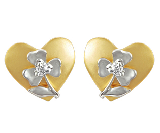 Ag Real Diamond Stone Heart Into Flower Shape Earring # AGSE0103