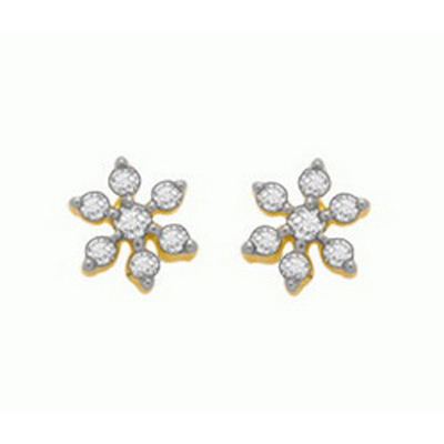 Ag Real Diamond Fourteen Stone Flower Shape Earring # AGSE0113