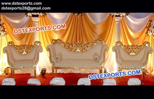 Reception Stage Golden Sofa Set