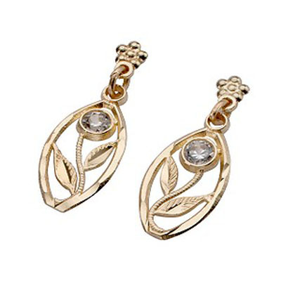 Ag Real Diamond Fancy Plant Shape Earring # AGSE0129
