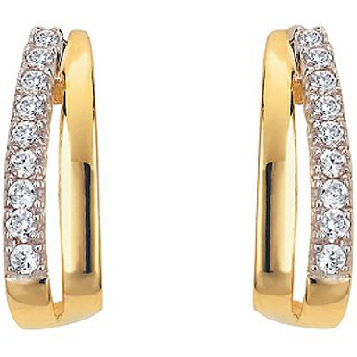 Ag Real Diamond Straight Hoop Fancy Earring # AGSE0131