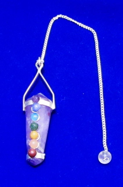 Amethyst Facetted Pencil with 7 chakra Cabochon