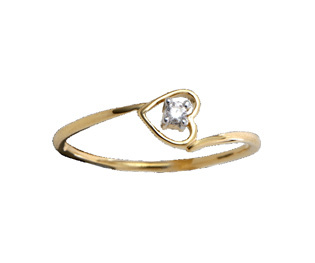 Ag Real Diamond Solitaire Diamond Heart Ring # AGSR0025