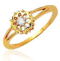 Ag Real Diamond Solitaire Diamond Fancy Flower Ring # AGSR0035