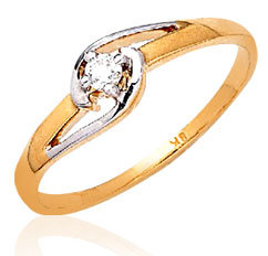 Ag Real Diamond Solitaire White Rhodium Band Ring # AGSR0037
