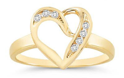 Ag Real Diamond Heart Shape Band Ring # AGSR0077