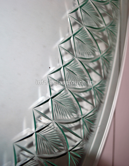V Grooving On Glass - Glass, Variable Dimensions, Green | V-Groove Edge, Elegant Design, Precise Cuts, Durable, Versatile Use