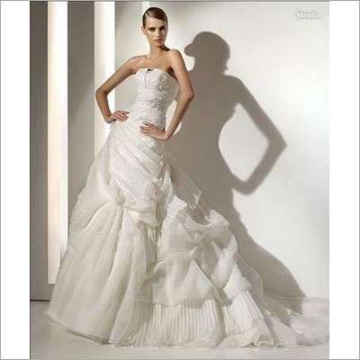 Fully Draped Wedding Gown - Silk, Custom Size, Off-White | Elegant Design, Wrinkle-Free, Precise Fitting, Floor-Length