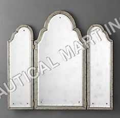 VENETIAN SILVER-LEAF TRIPTYCH MIRROR