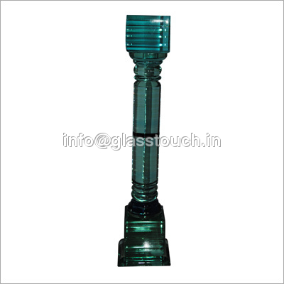 Glass Touch Temple - Glass, 15x15cm Base, 70cm Height, Green | Elegant Design, Durable Material, Touch Friendly, Polished Finish