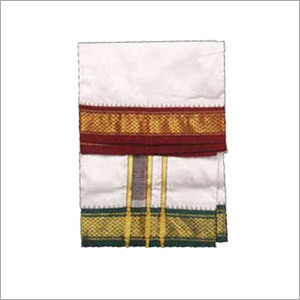 Dhoti - Silk, 4x2 Meters, White | Soft Fabric, Elegant Design, Comfortable Fit, Durable Material, Traditional Style, Border Detail
