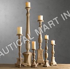FLORENTINE CARVED WOOD CANDLESTICKS By Nautical Mart Inc.