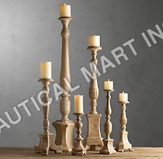 FLORENTINE CARVED WOOD CANDLESTICKS