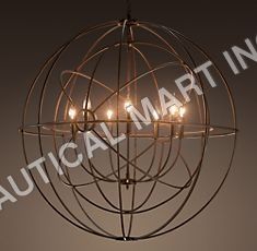 FOUCAULT'S TWIN-ORB IRON CHANDELIER