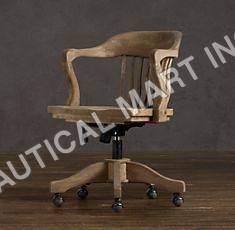 VINTAGE WOOD OFFICE CHAIR WEATHERED OAK DRIFTED