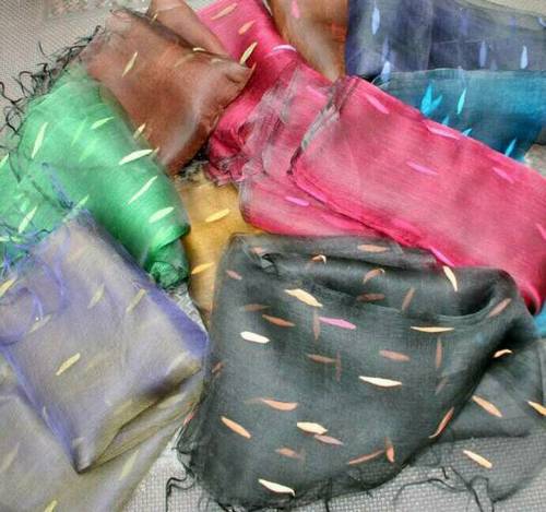 silk organza stoles with slubs