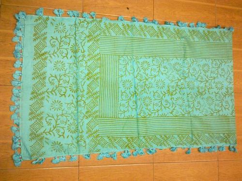 Cotton Printed Hand Block - 55x180cms, Hand-Blocked Print, Handmade Tassels, Vibrant Colors