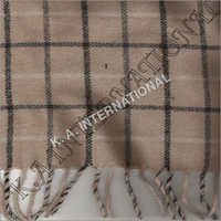 Beige Check Wool Throw Blanket