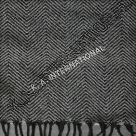 White/Black Wool Herringbone Throw Blanket