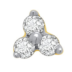 Ag Real Diamond 3 Stone Pressure Set Fancy Shape Nose Ring # AGSNO003