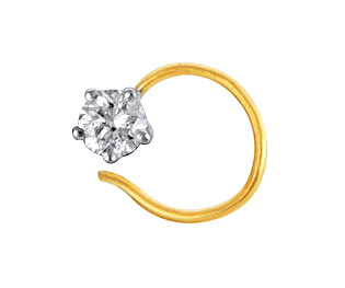 Ag Real Diamond Solitaire Diamond Fashion Nose Ring # AGSNO025