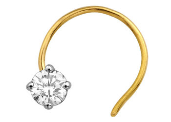 Ag Real Diamond Solitaire Diamond Fashion Nose Ring # AGSNO027