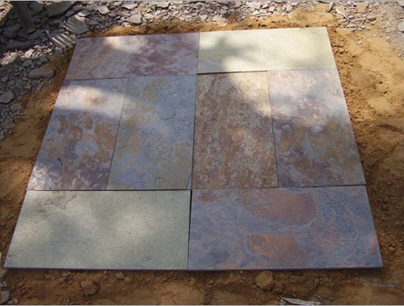 Peacock Multi Color Slate - Slate, Varied Dimensions, Brown | Natural and Calibrated Finish, Machine Cut Edges, Durable