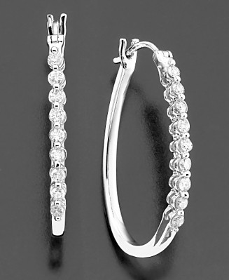 1/2 CT HOOP 14K GOLD DIAMOND EARRINGS # INTE012