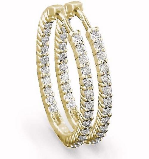 1.00 CT HOOP 14K GOLD DIAMOND EARRINGS # INTE014