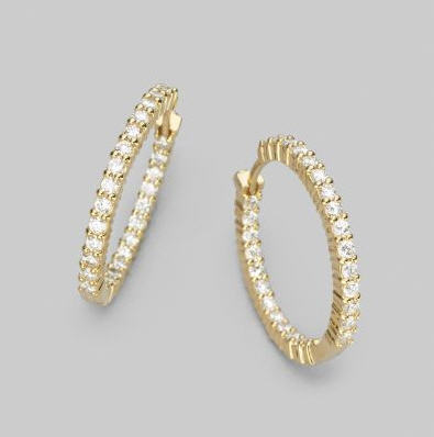 1.00 CT HOOP 14K GOLD DIAMOND EARRINGS # INTE015