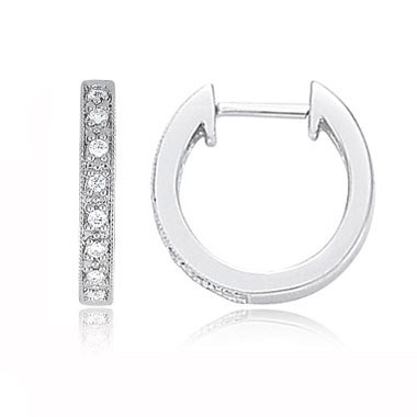 1/2 CT Hoop 14K White Gold Diamond Earrings - 0.46 ct I-J VS-SI Diamonds, Elegant Design