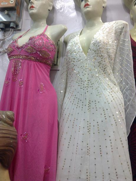 Beads work long dress