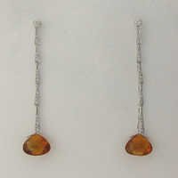 15.65 Ct Diamond Citrine White Gold Earrings # Inte043
