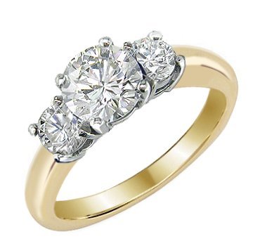 1.04CT THREE STONE OF LIFE 14K GOLD DIAMOND RING