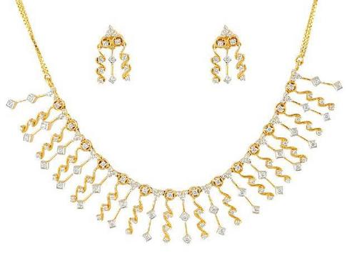 3.40 CT. DIAMOND 14K YELLOW GOLD WEDDING NECKLACE SET # NECKLACE - 2