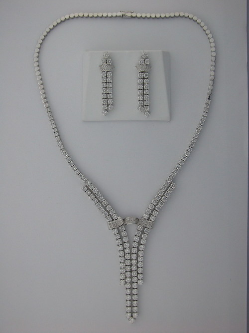 8.45 CT. DIAMOND 14K WHITE GOLD WEDDING NECKLACE SET # NECKLACE - 5