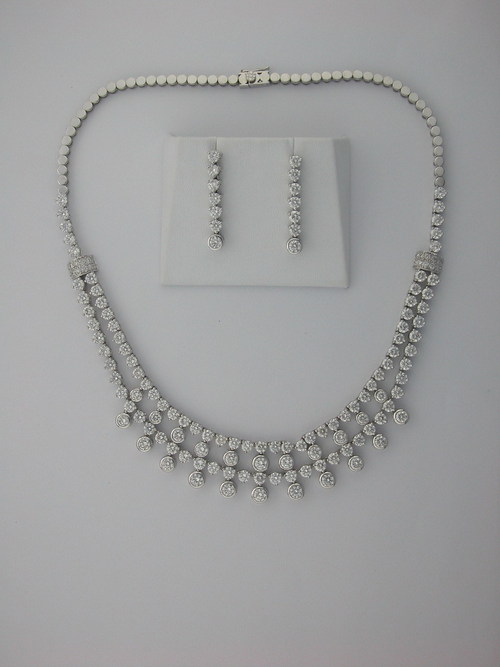 6.80 CT. DIAMOND 14K WHITE GOLD ENGAGEMENT DAY NECKLACE SET # NECKLACE # NECKLACE - 8
