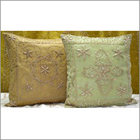 Cushion Cover - Polyester 16x16 Inch Beige Zipper Closure Floral Embroidery Soft Comfort Durable Fabric