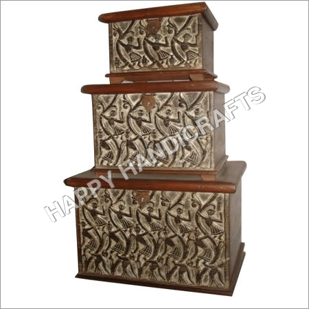 लकड़ी का सुरक्षित बक्सा 3 के सेट में