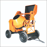 Compact Concrete Mixer - Orange, Tilting Drum, Hydraulic Hopper 10/7 Cu.Ft, Diesel/Electrical Engine, 20-22 RPM Drum Speed, 15 Km/Hr Towing Speed