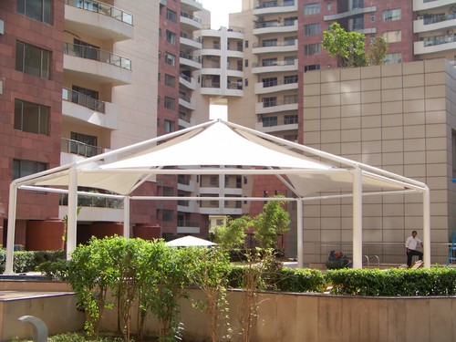 Tension Membrane Structure - Fabric & Steel, 10-50 sqm, White | Weather Protection, UV Resistant, Versatile Use