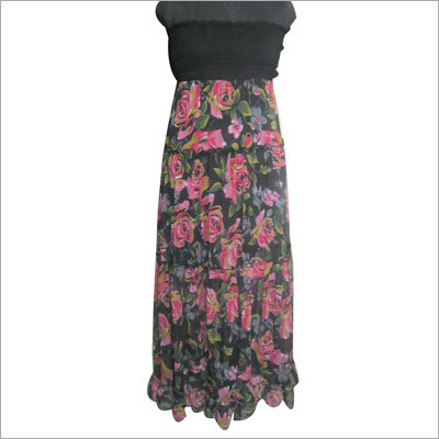 Ladies Printed Dress with smocking